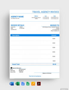 Printable Airline Ticket Invoice Template Sample