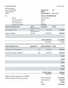 Editable Auto Mechanic Invoice Template PDF