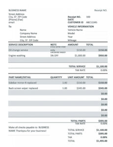 Editable Auto Mechanic Invoice Template PDF