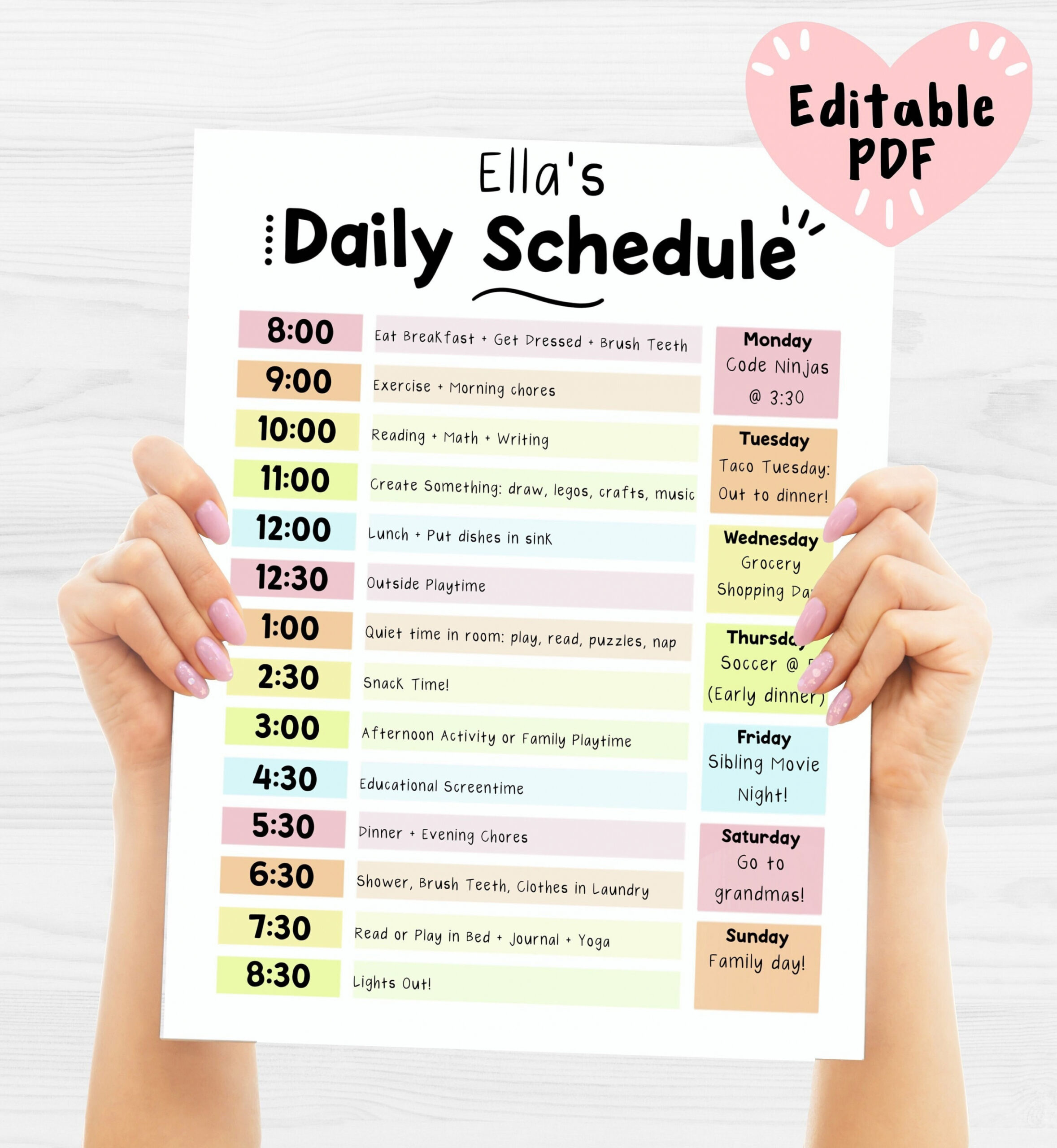 Printable Babysitting Schedule Template PPT