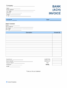 Sample Bank Details Invoice Template PPT