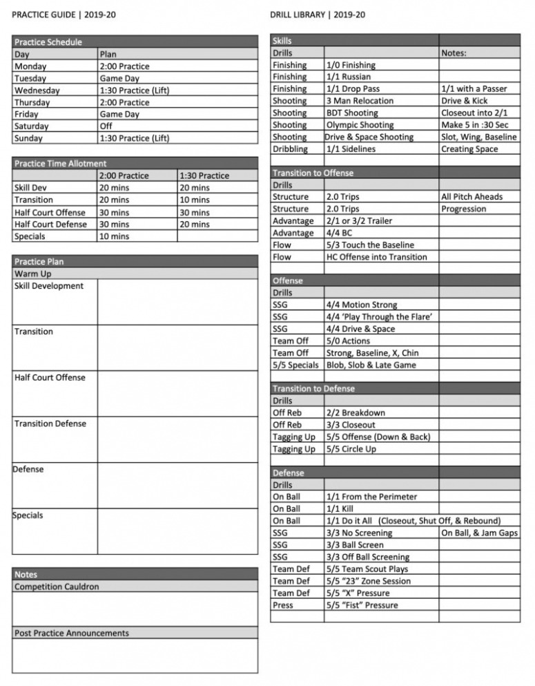  Basketball Practice Schedule Template CSV