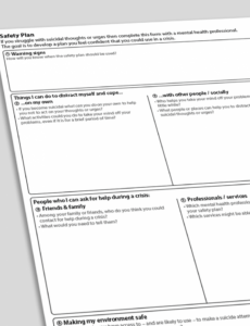 Printable Behavior Safety Plan Template CSV