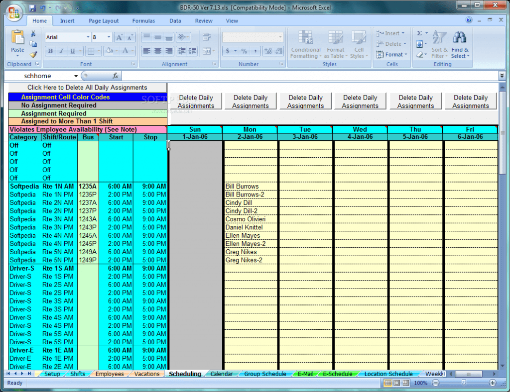  Bus Driver Schedule Template Word