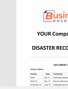 Business Continuity And Disaster Recovery Plan Template Word