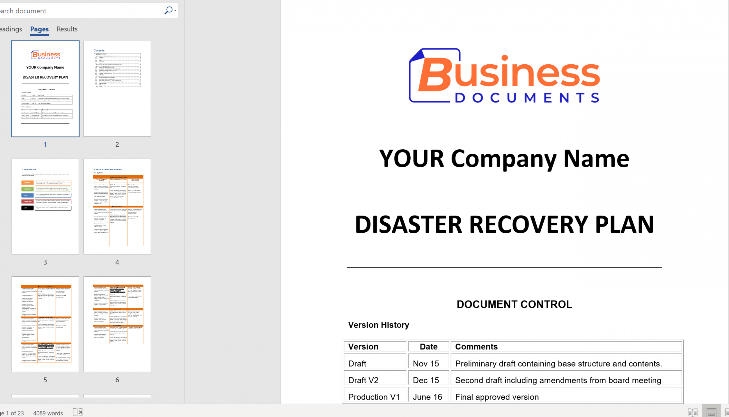 Editable Business Continuity And Disaster Recovery Plan Template PPT
