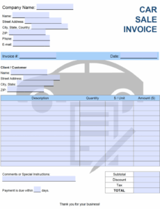 Sample Car Sale Invoice Template