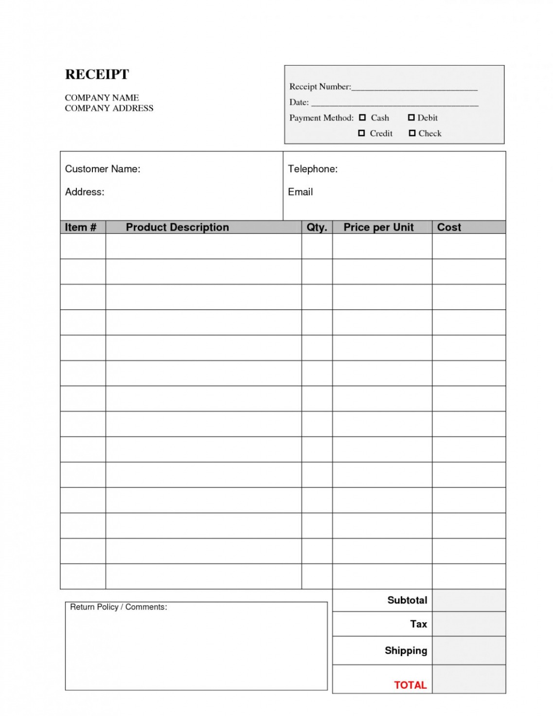 Sample Cash Invoice Template Docs