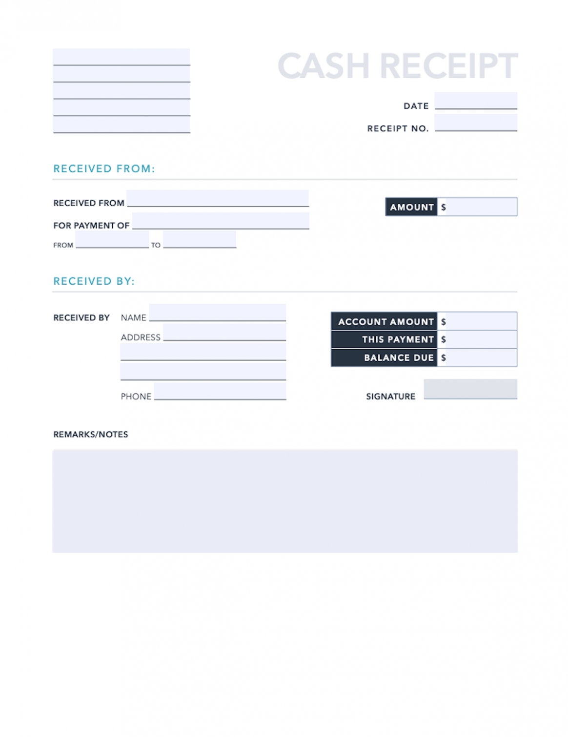 Sample Cash Receipt Invoice Template Docs