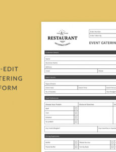 Sample Catering Order Form Template PDF
