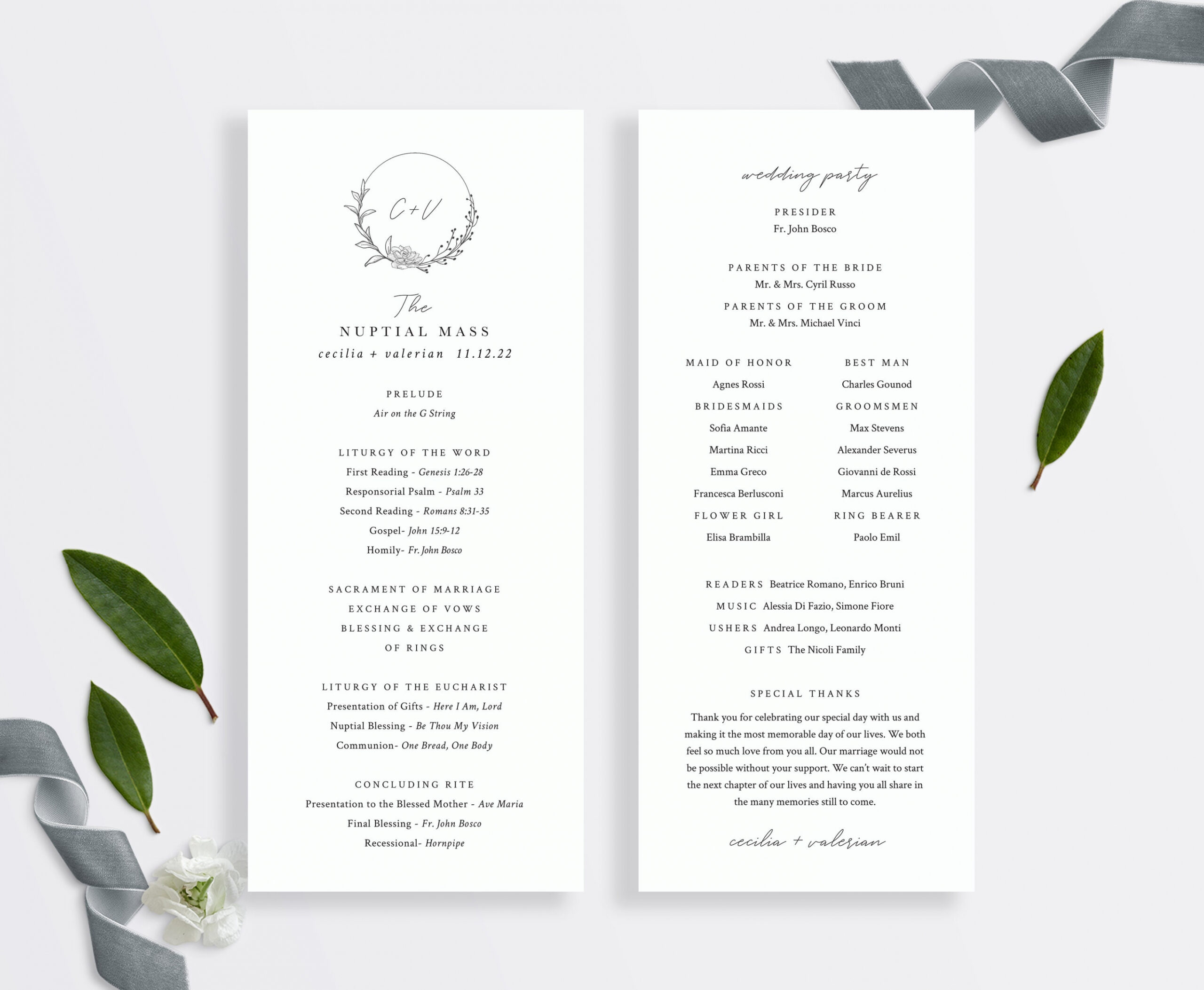 Editable Catholic Wedding Order Of Service Template Doc