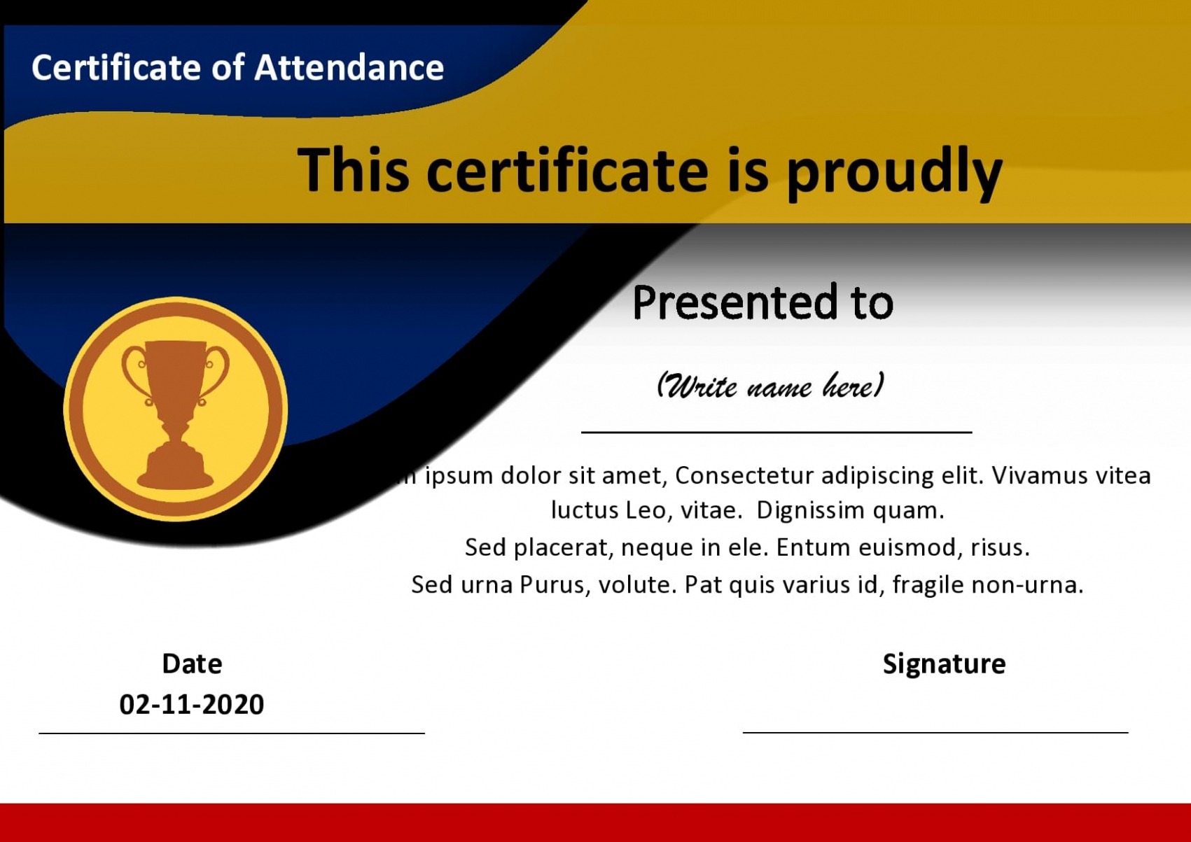 Editable Certificate Of Perfect Attendance Template Word