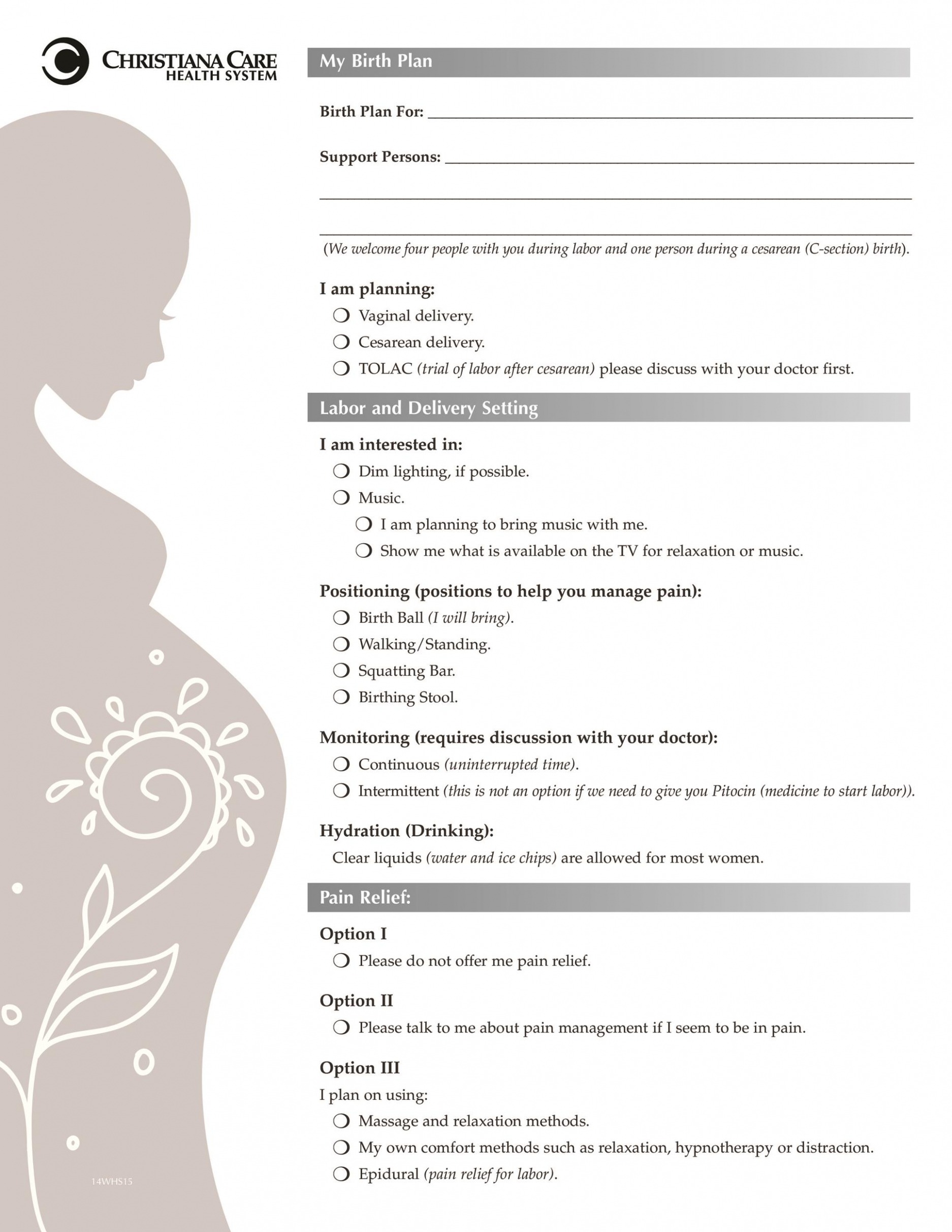 Free Cesarean Birth Plan Template Excel
