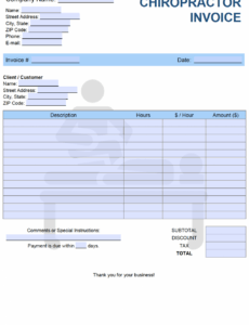 Sample Chiropractic Invoice Template