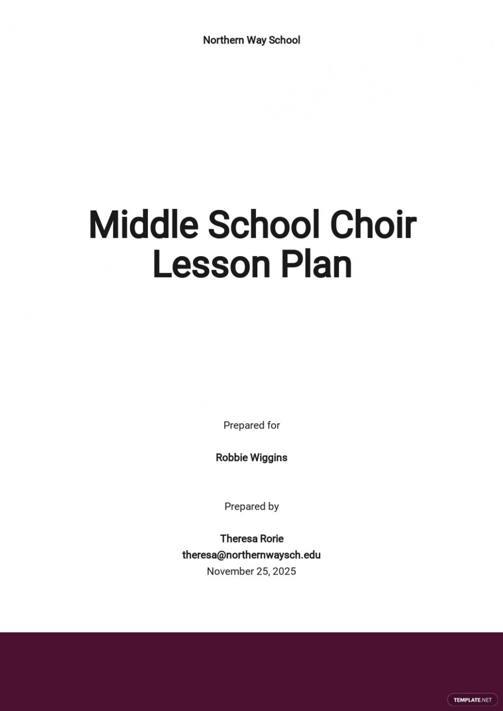 Editable Choral Lesson Plan Template CSV