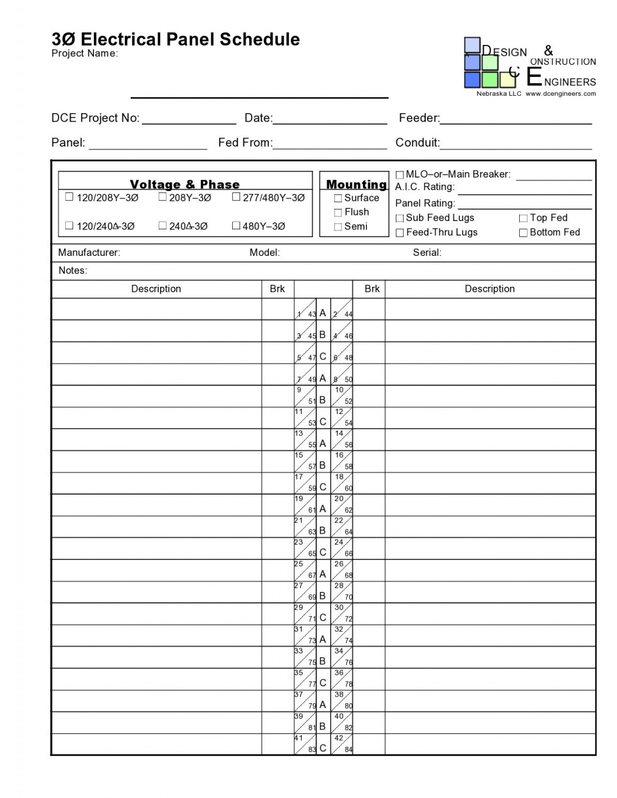  Circuit Breaker Panel Schedule Template Sample