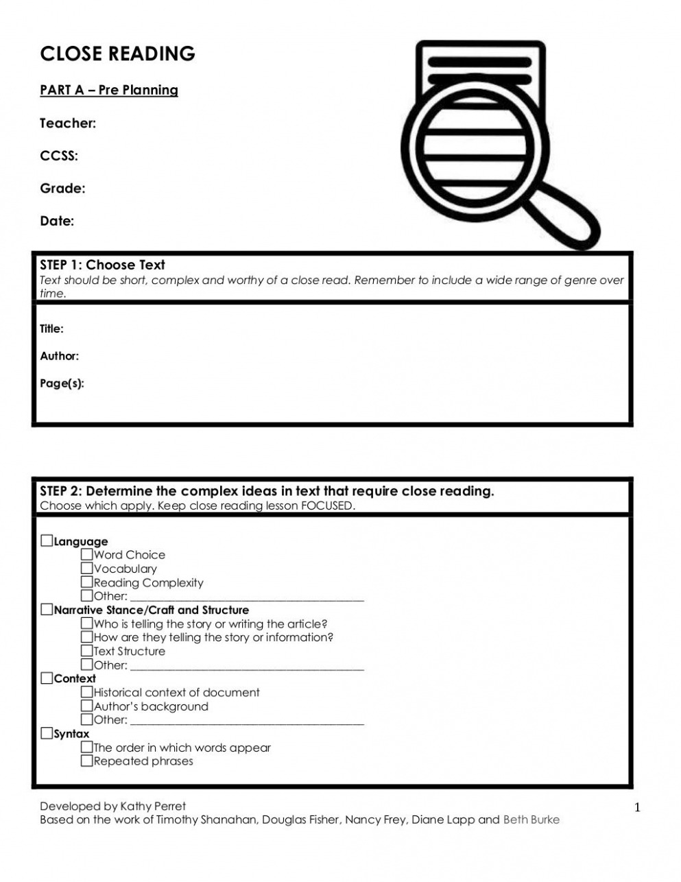 Editable Close Reading Lesson Plan Template Docs