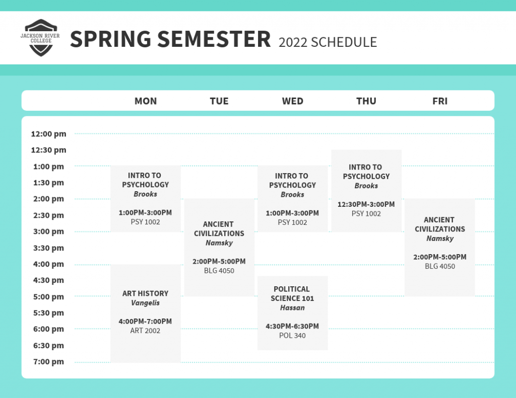 Editable College Class Schedule Maker Template Doc