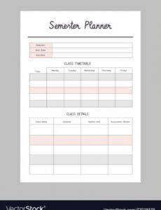 Free College Semester Schedule Template PDF