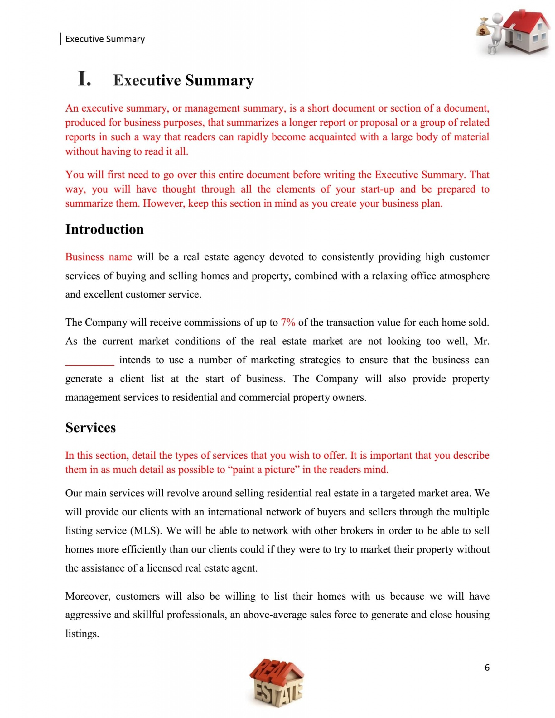 Printable Commercial Real Estate Business Plan Template Word