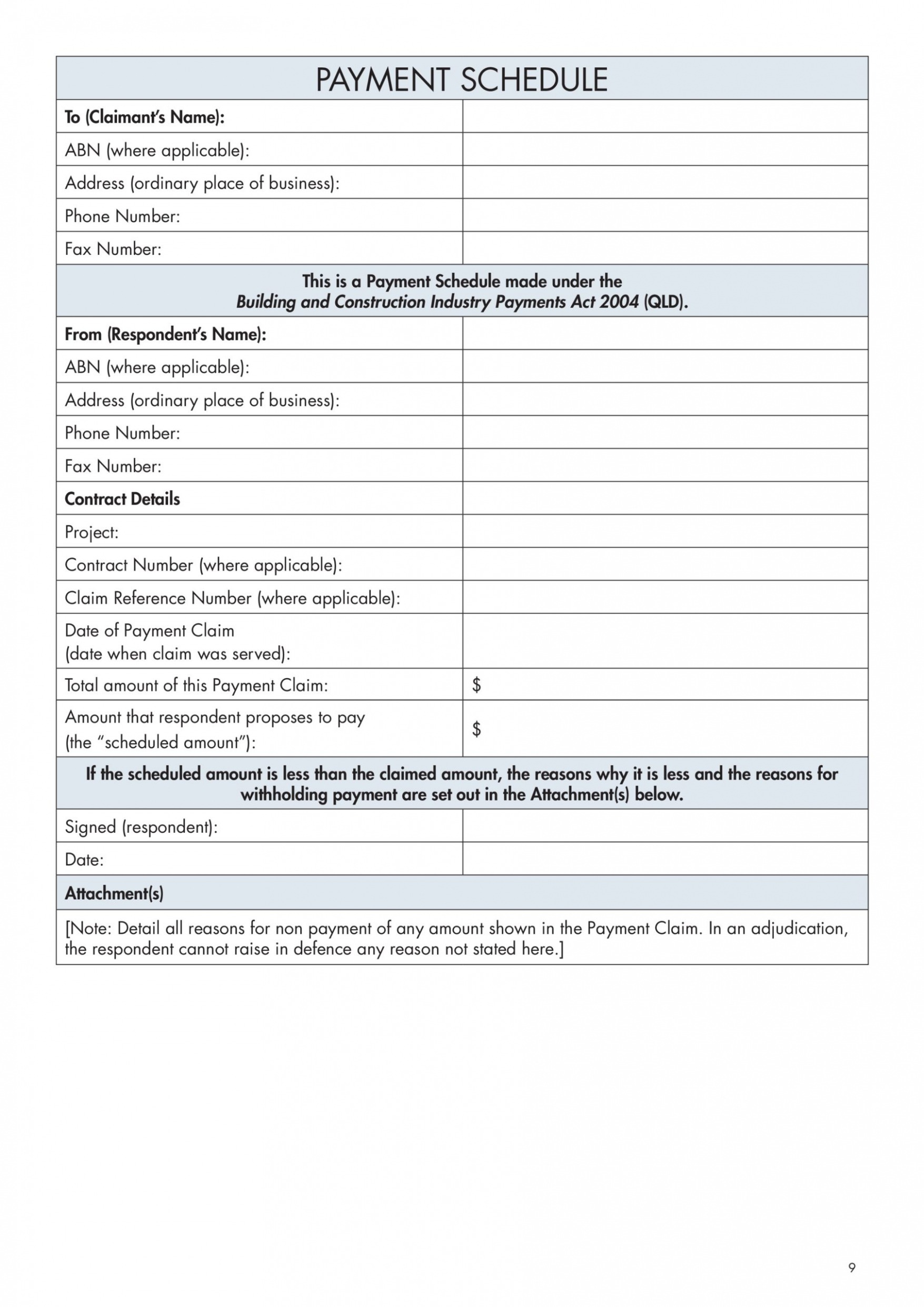 Free Construction Payment Schedule Template PPT