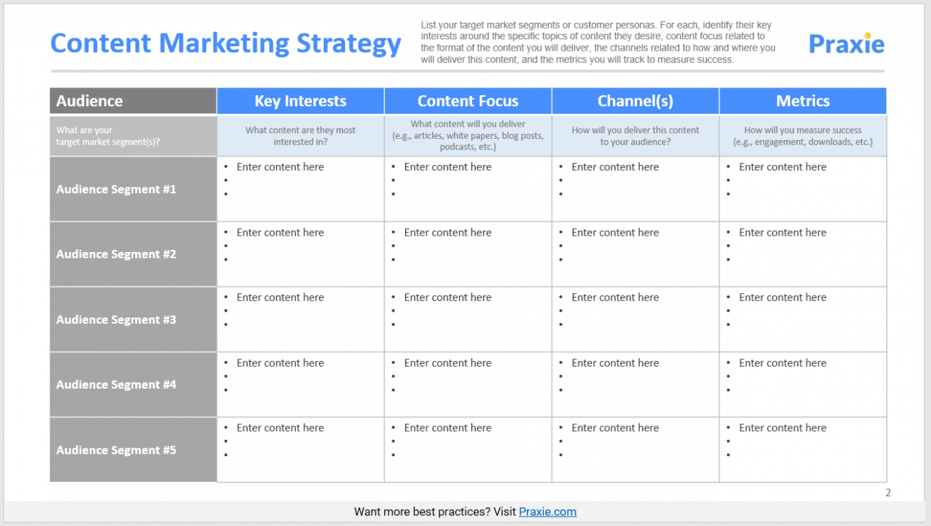 Editable Content Marketing Plan Template Sample