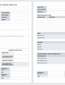 Editable Contract Change Order Template Word