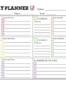 Editable Daily Homework Schedule Template Doc