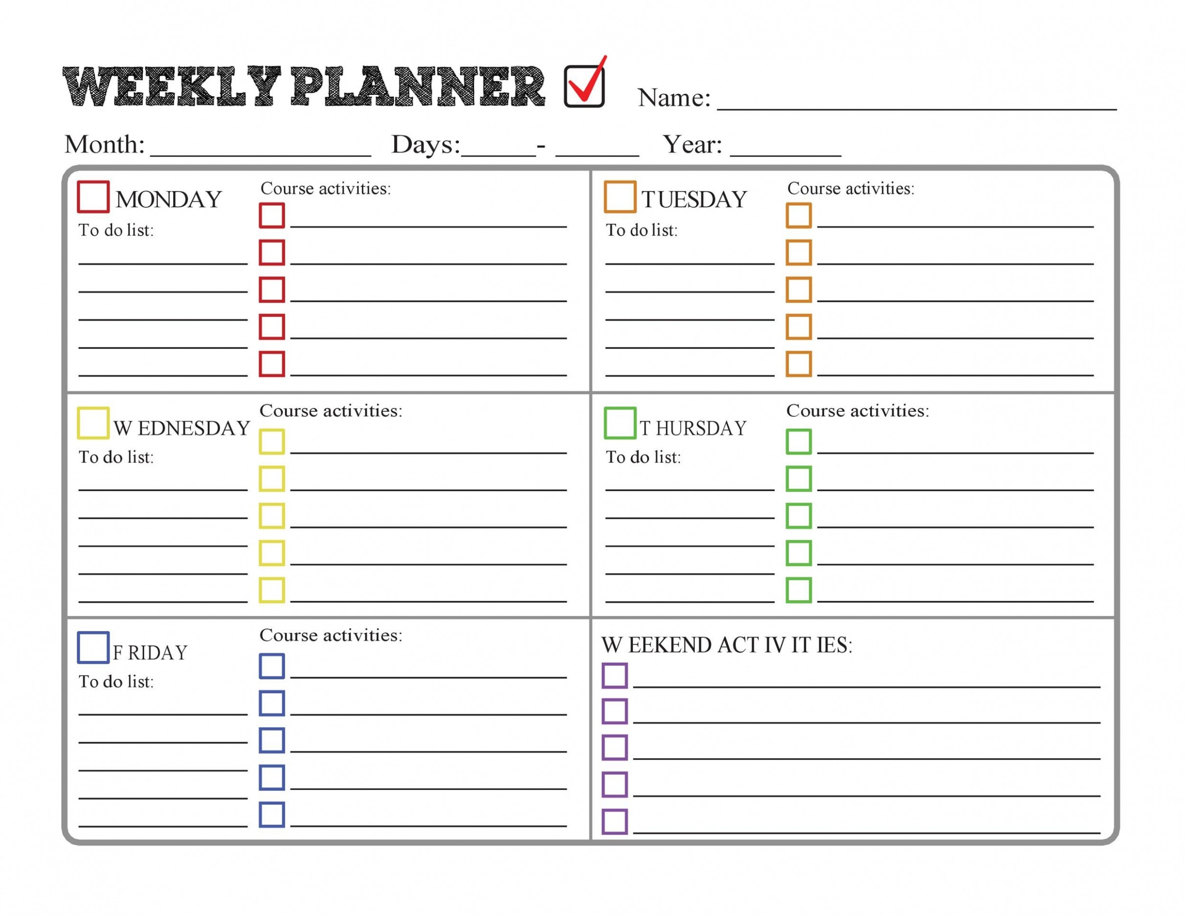Printable Daily Homework Schedule Template PPT