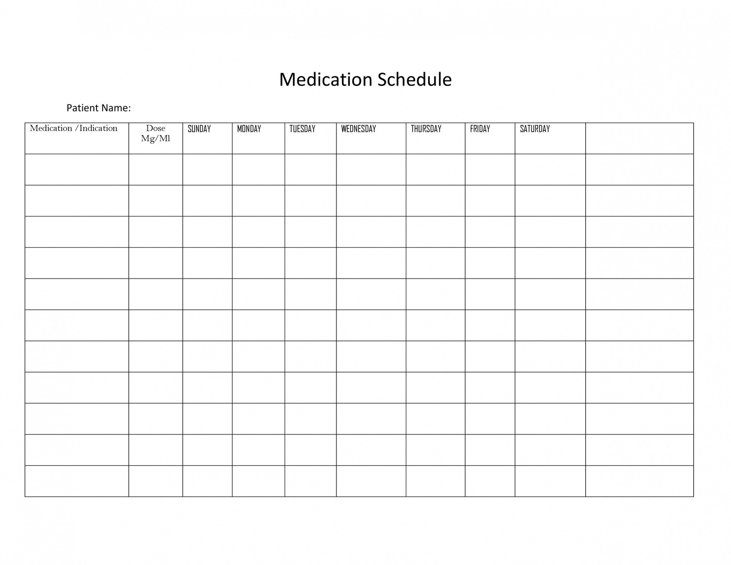 Printable Daily Medicine Schedule Template Docs