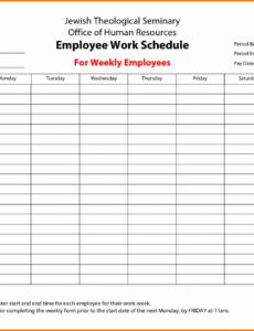 Daycare Employee Schedule Template Excel