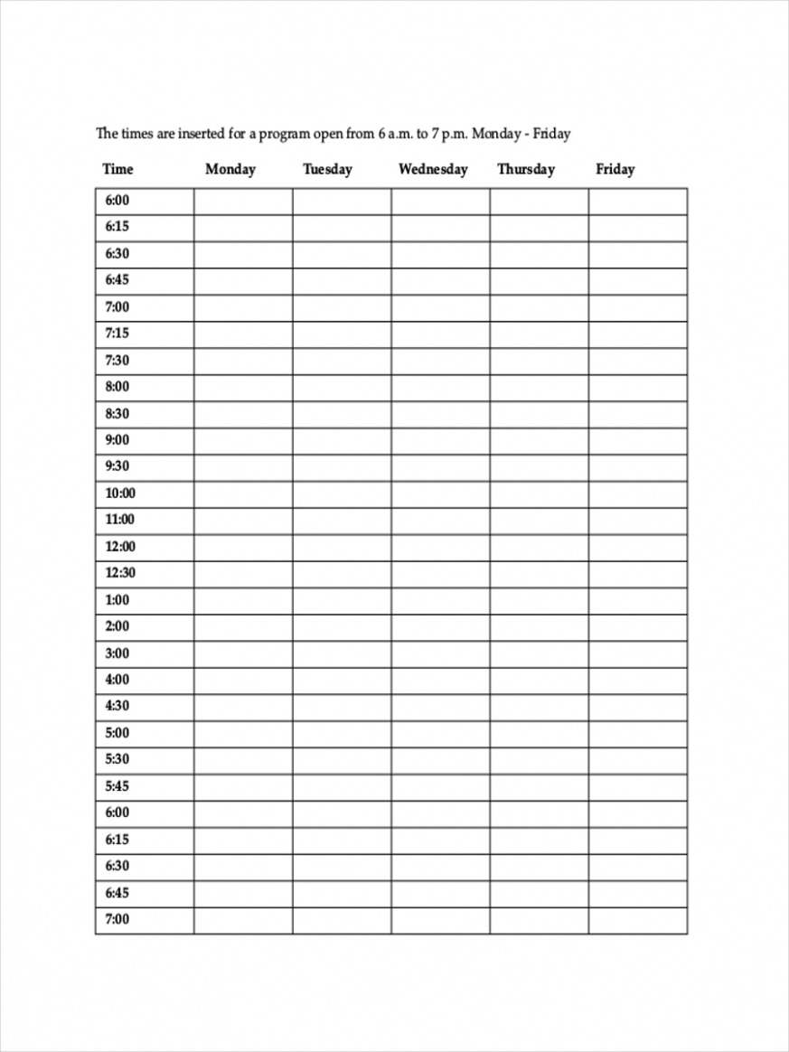 Printable Daycare Employee Schedule Template Docs