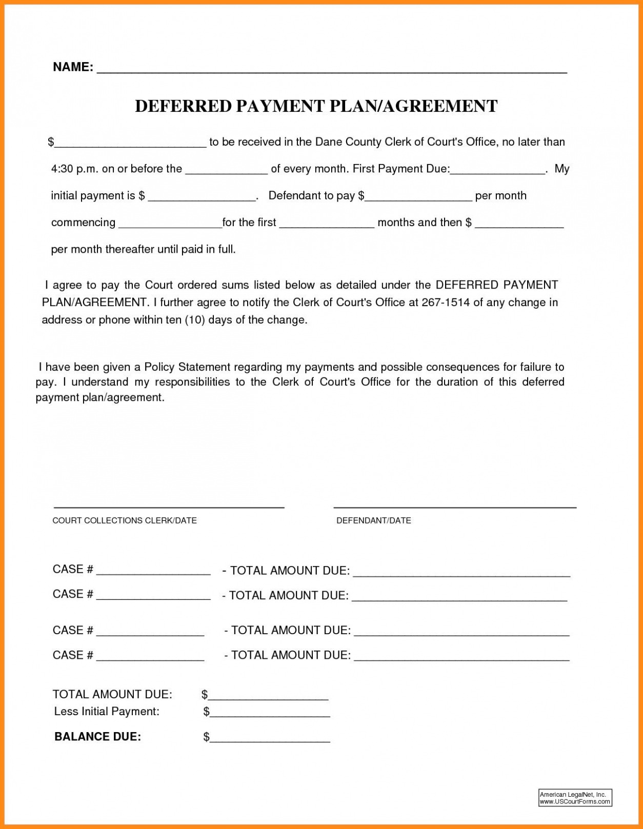 Printable Dental Payment Plan Agreement Template CSV