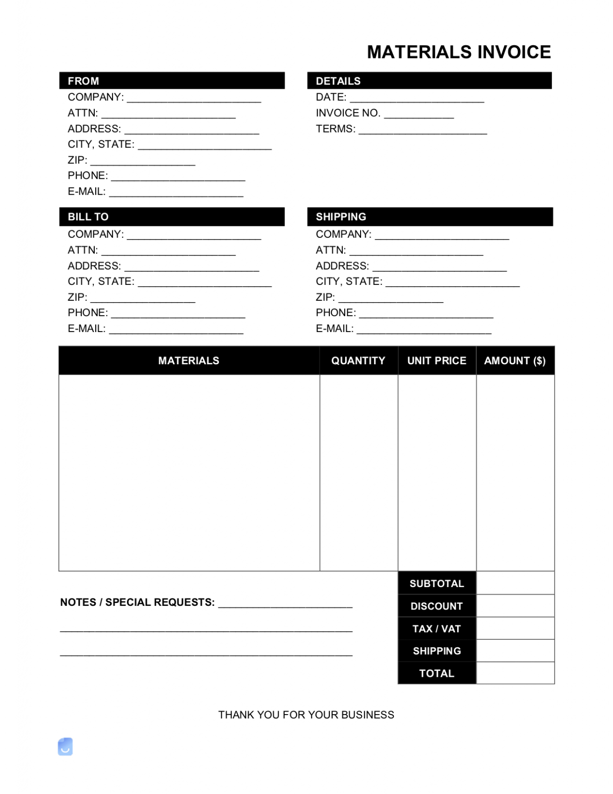 Printable Dues Invoice Template Word