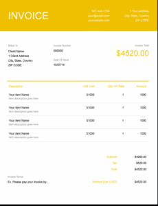 Sample Electrical Work Invoice Template Doc