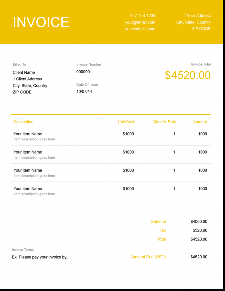 Editable Electrical Work Invoice Template Excel