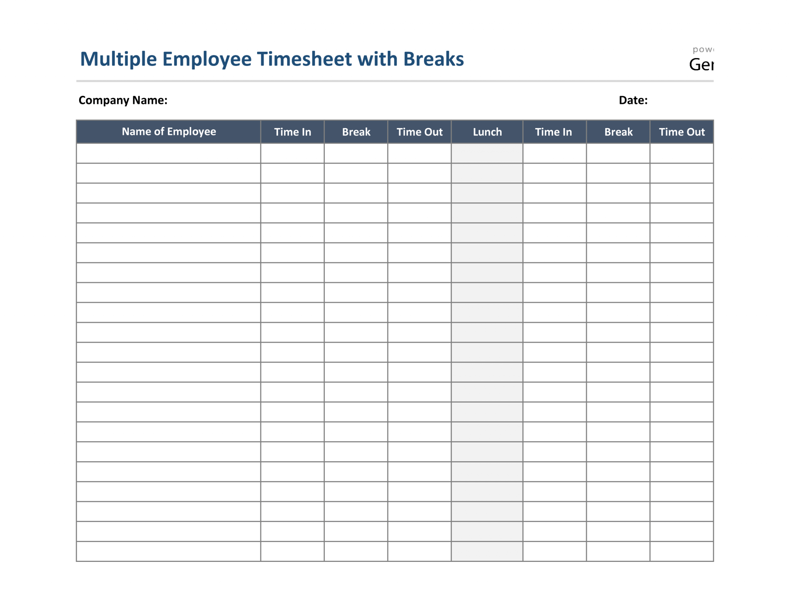 Employee Lunch Break Schedule Template