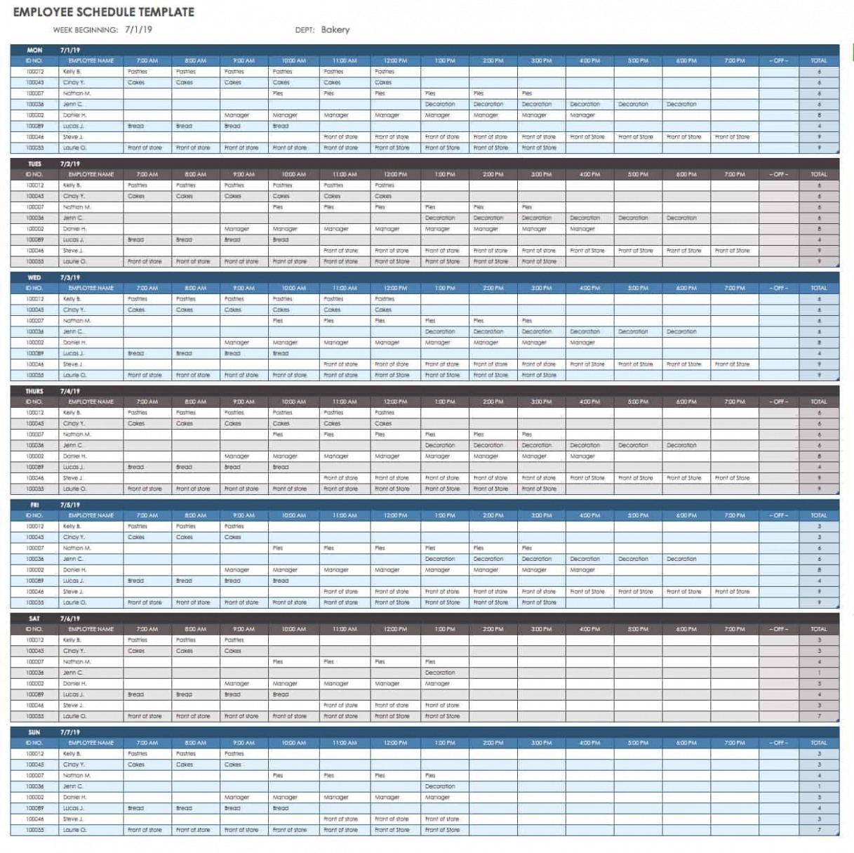 Free Employee Lunch Break Schedule Template Sample