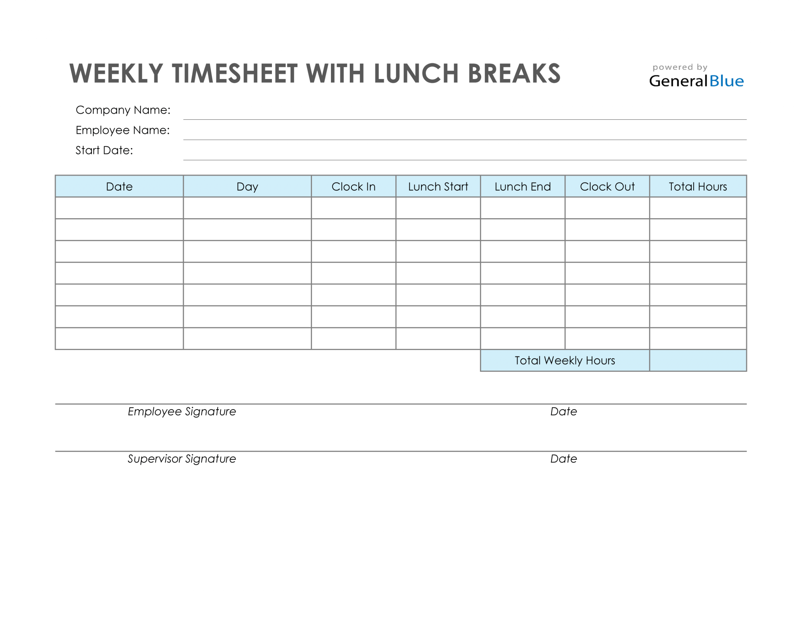 Editable Employee Lunch Break Schedule Template Excel