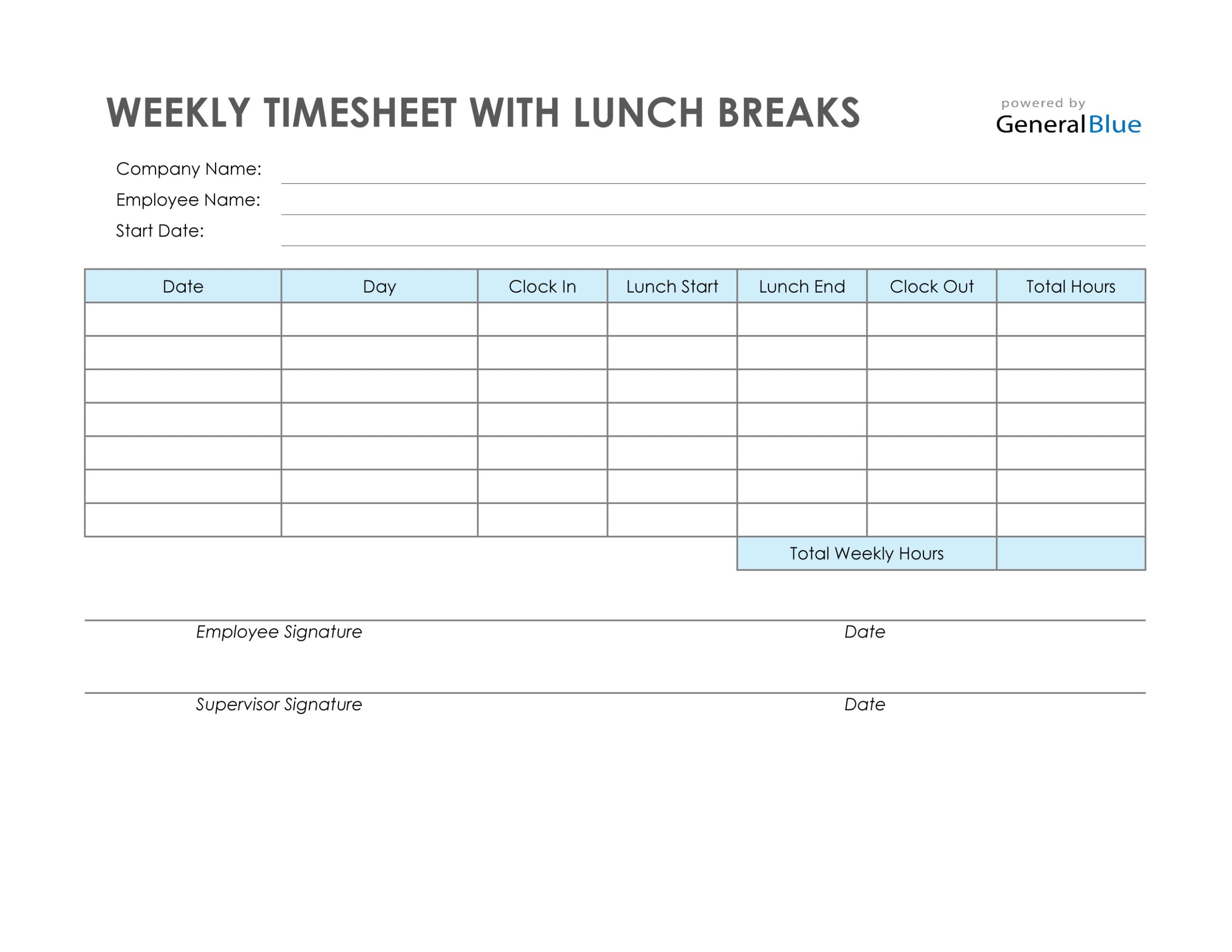 Employee Lunch Break Schedule Template