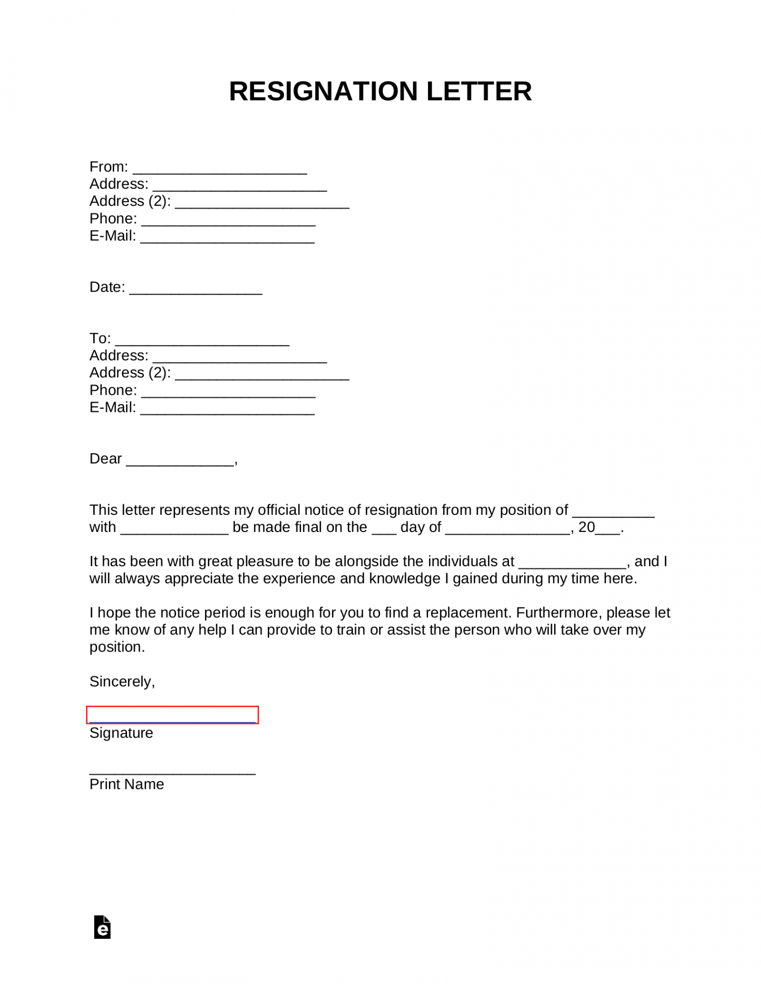 Editable Employee Resignation Letter Template PPT Editable Employee Resignation Letter Template PPT