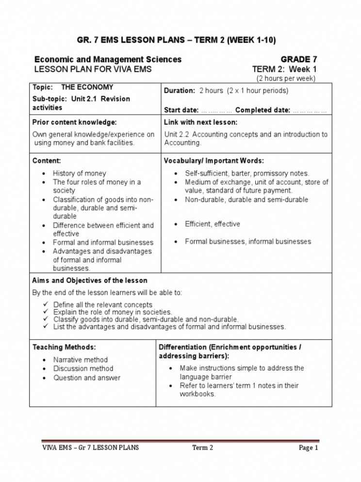 Printable Ems Lesson Plan Template Docs