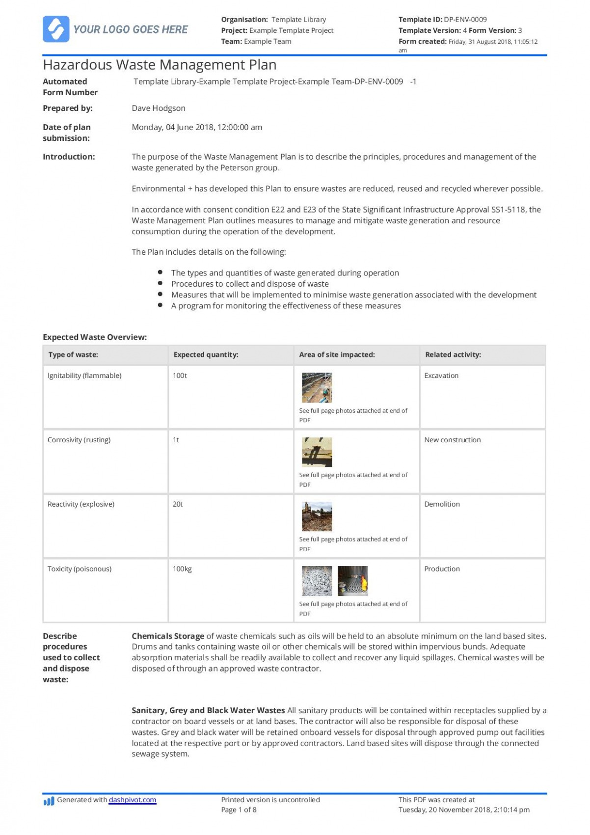 Free Environmental Management Plan Template Sample