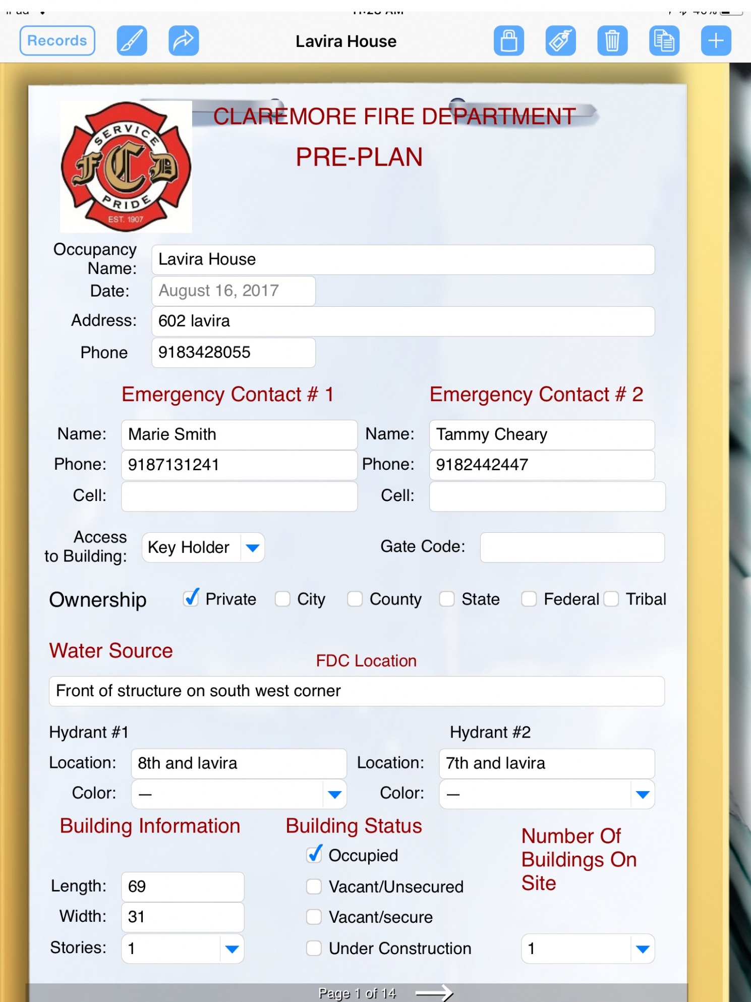 Free Fire Department Pre Plan Template Excel