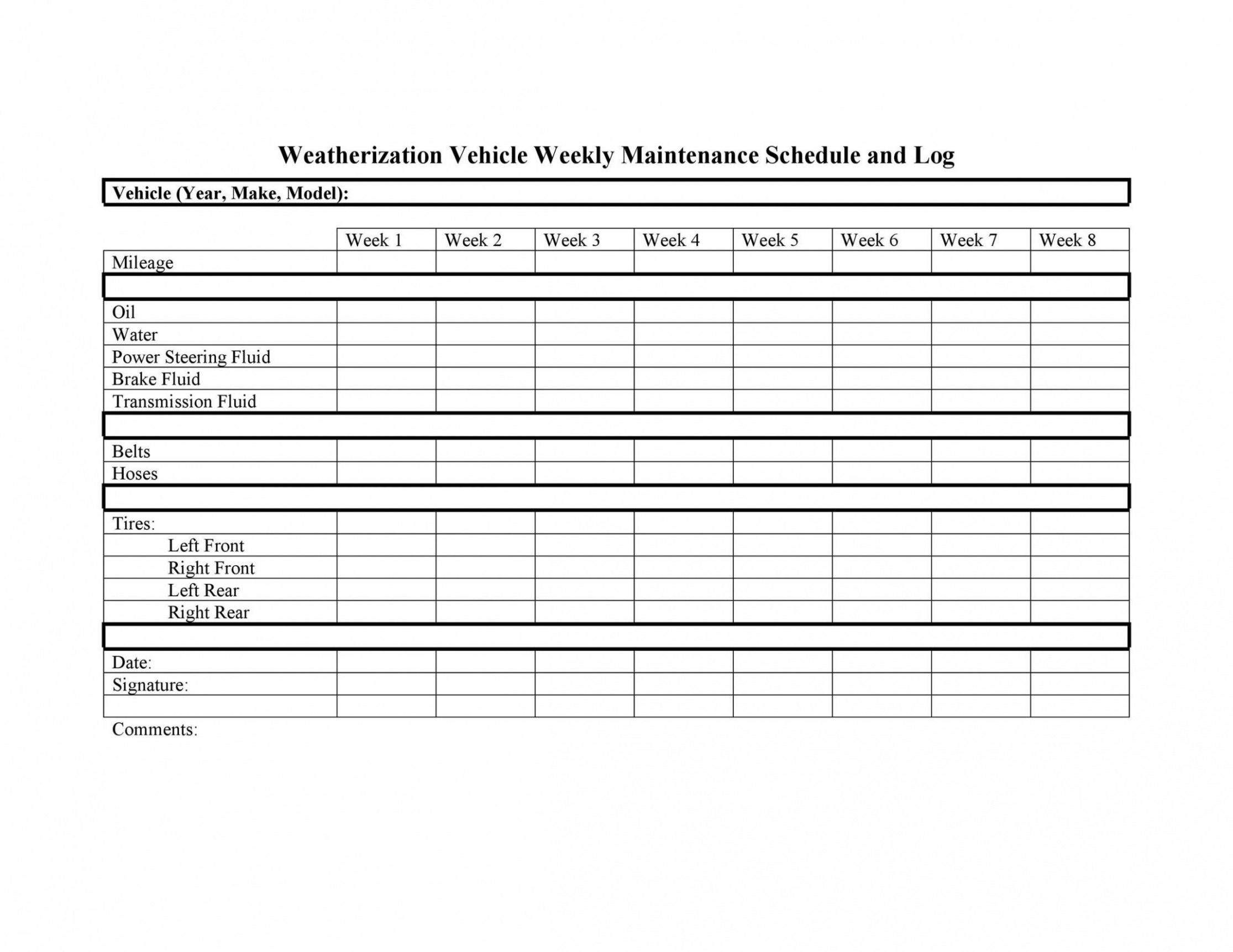 Editable Fleet Maintenance Plan Template PDF