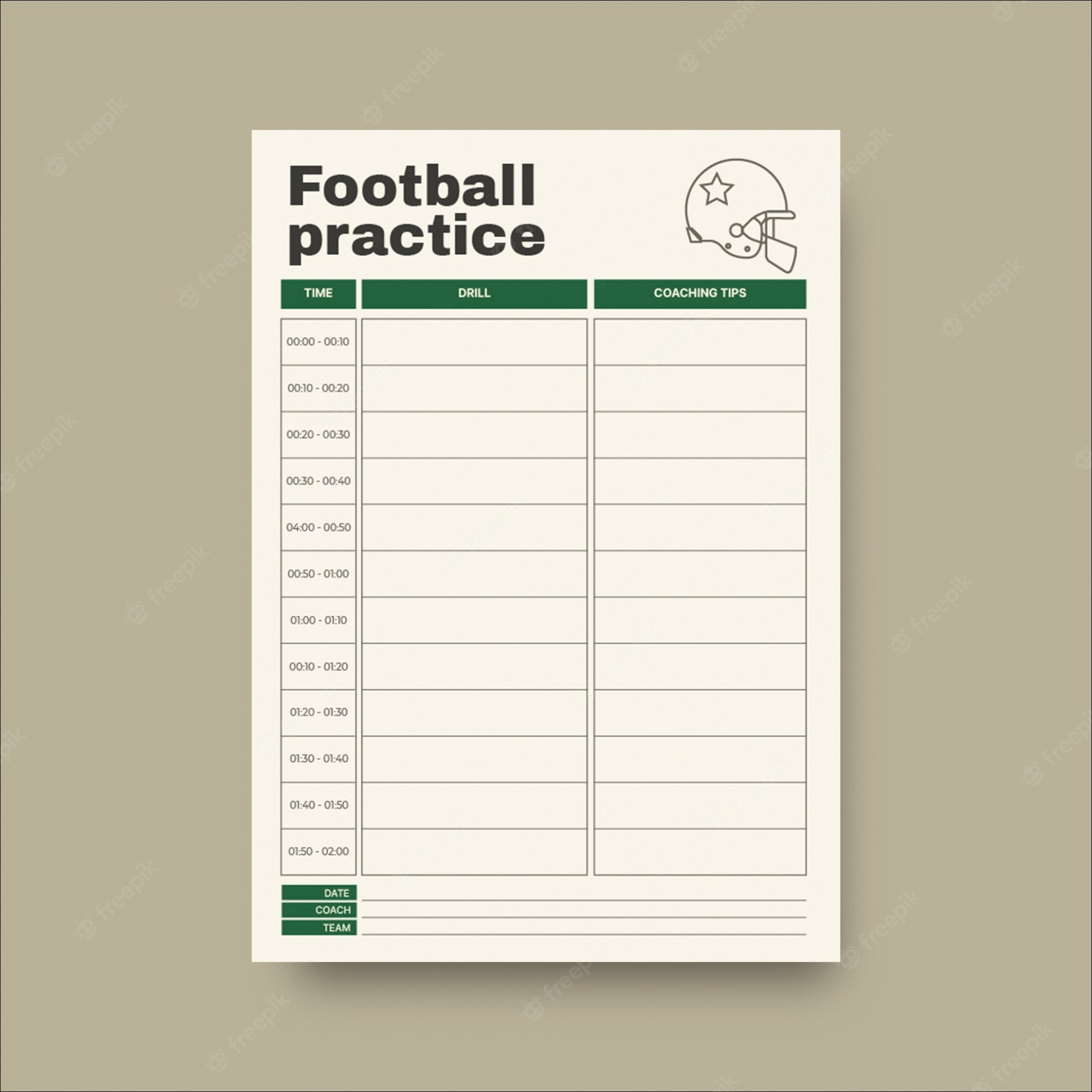 Editable Football Camp Schedule Template PDF