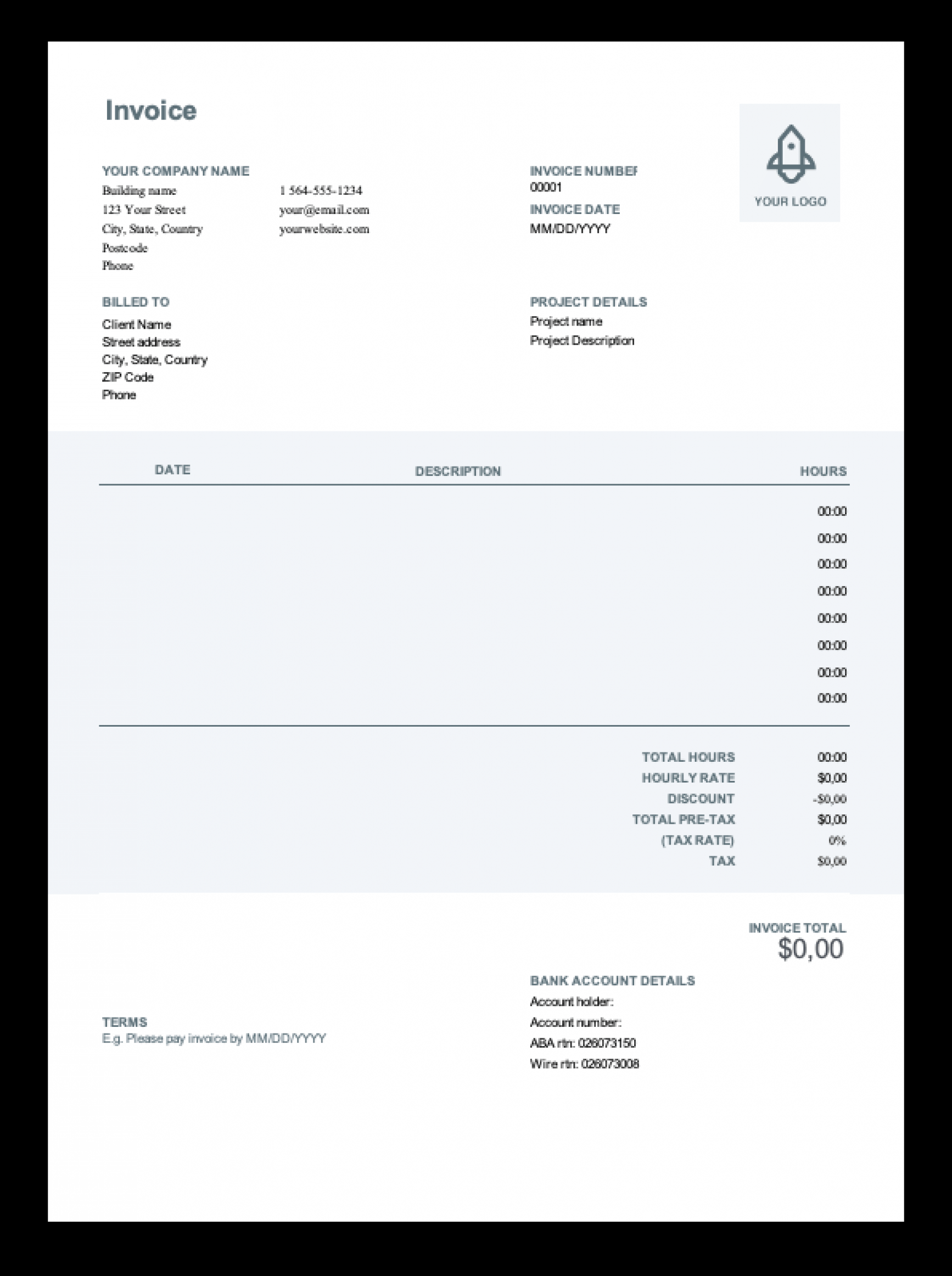Sample Freelance Consultant Invoice Template Word