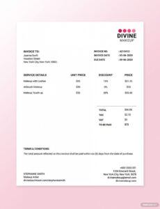 Editable Freelance Makeup Artist Invoice Template PPT