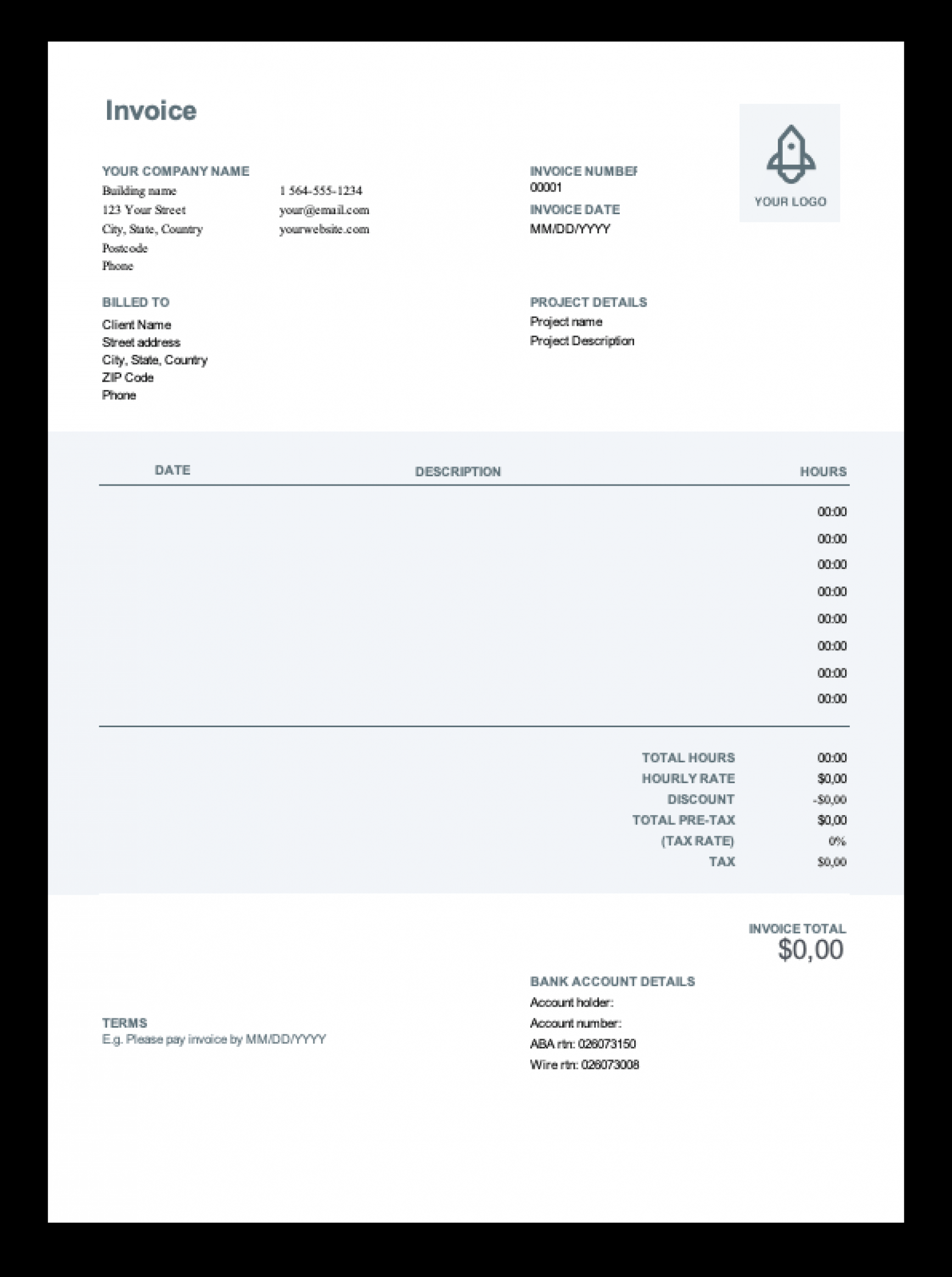 Sample Freelance Service Invoice Template PPT