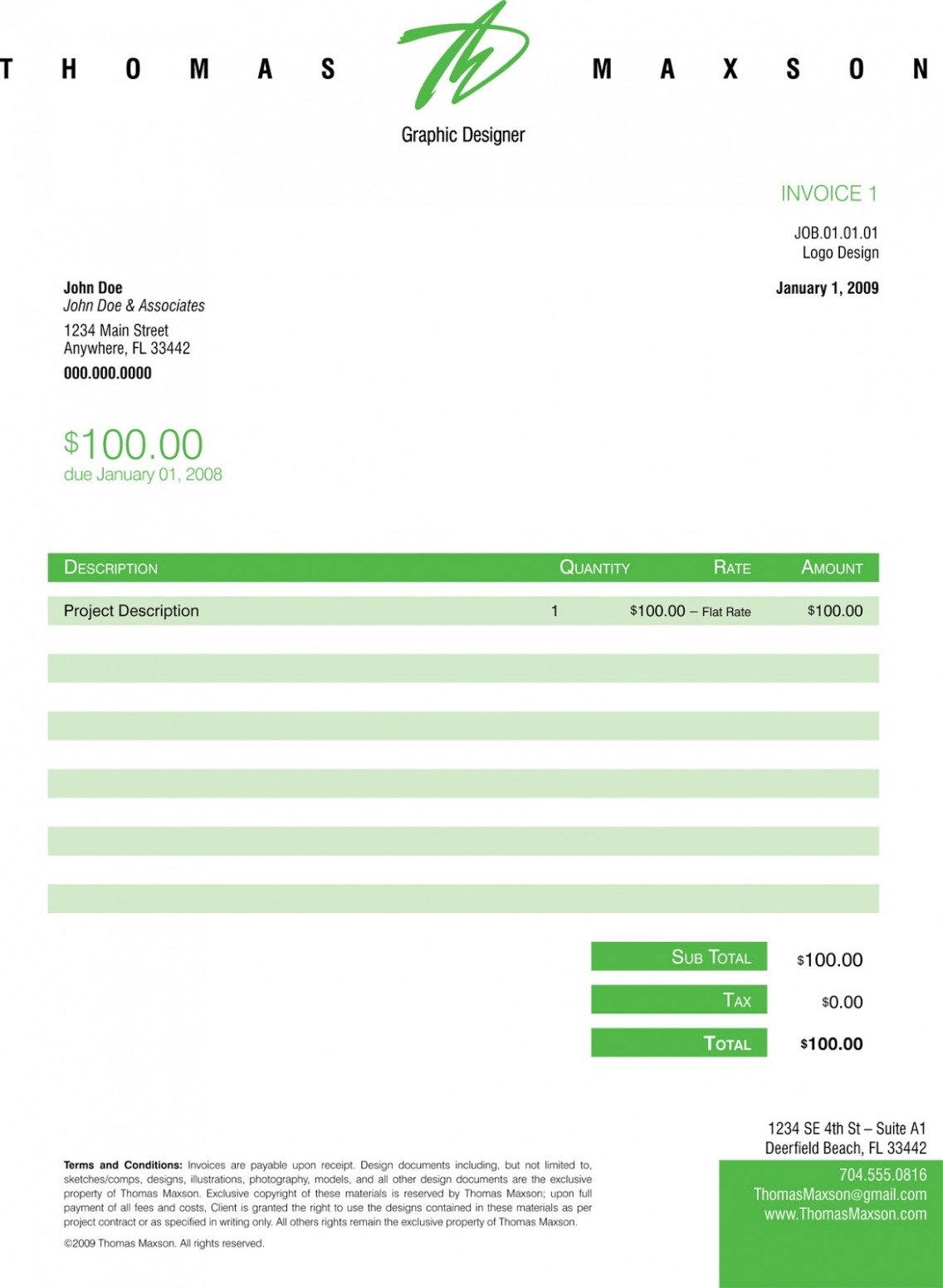 Printable Graphic Design Freelance Invoice Template Excel